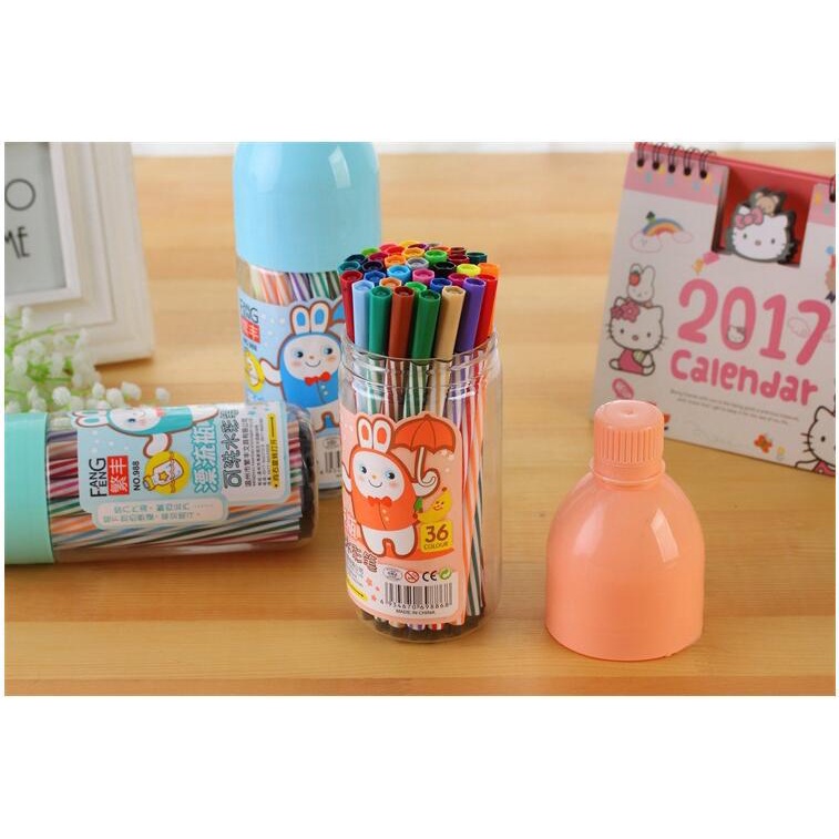 Bộ bút màu nước 12 màu hộp hình thỏ dễ thương cho bé