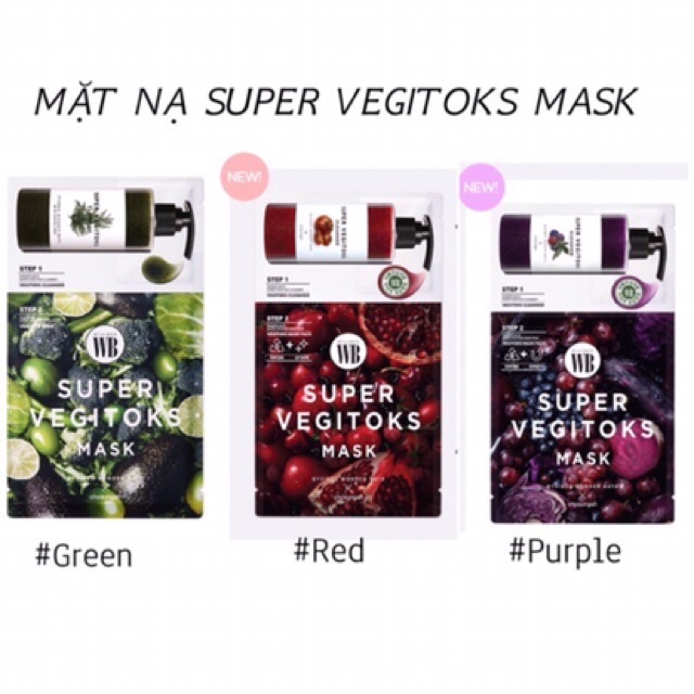 [Còn màu xanh] [ [Còn màu xanh] Mặt Nạ Rau Củ Thải Độc Super Vegitoks Mask