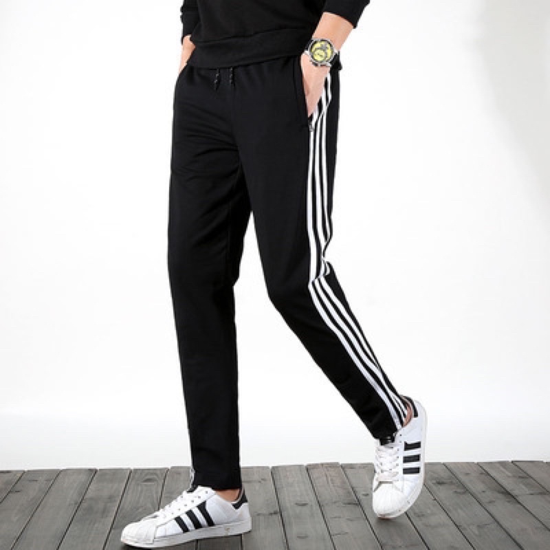 Quần 3 sọc nam nữ ống bó, quần thể thao adidas nam nữ ống bó vải POLy cao cấp, quần thể thao