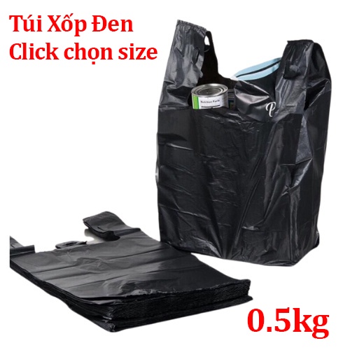 Túi Nilon đựng hàng đen 2 quai 500gr [Nhiều size]