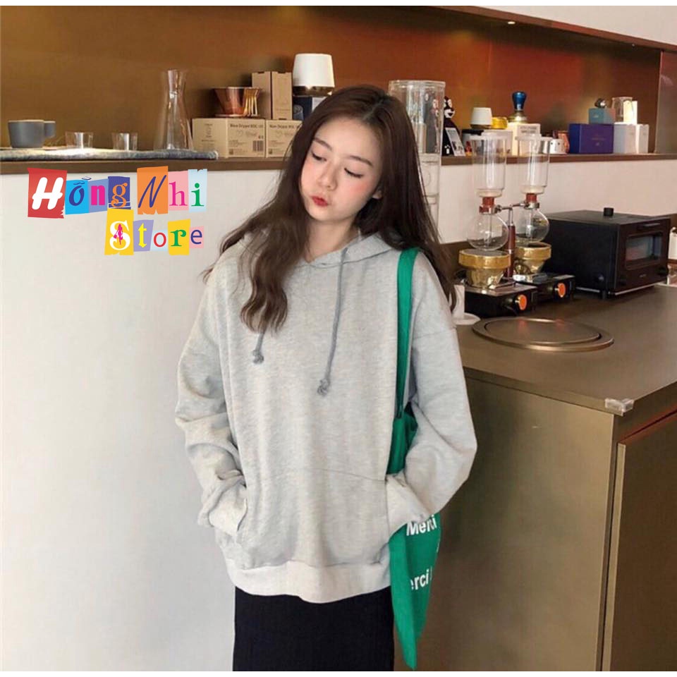 Áo Khoác Hoodie Trơn Ulzzang Unisex Màu Xám Nhạt Chất Nỉ Bông Cao Cấp Dáng Rộng Nam Nữ - MM