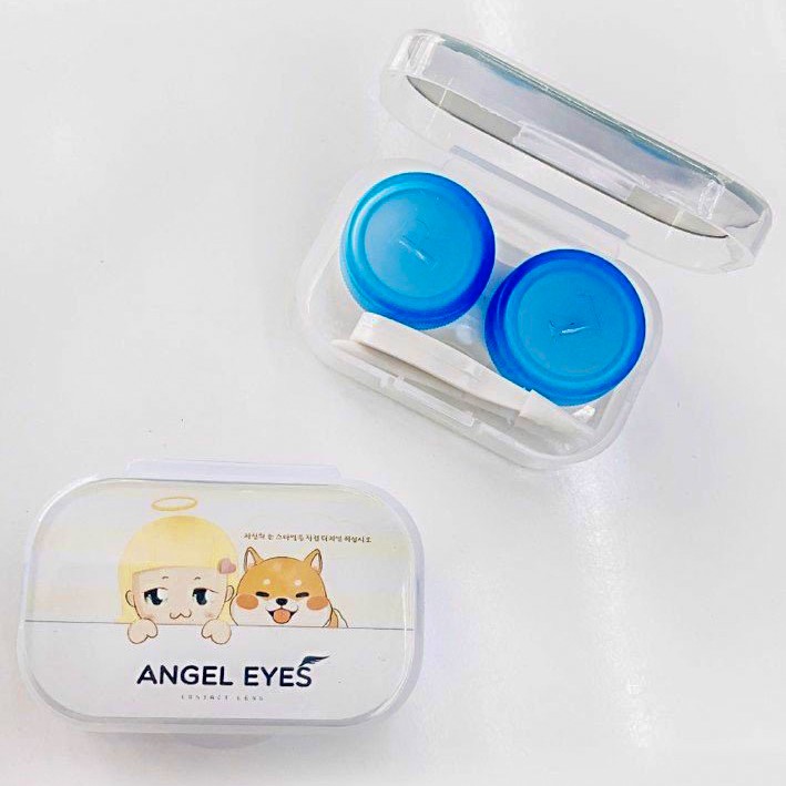 [GIÁ TỐT] Khay đựng lens có gương Angel Eyes kèm bộ dụng cụ đeo lens (nhíp gắp lens, que đeo lens)