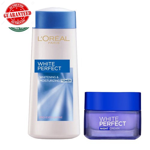 Combo L'Oreal Nước Hoa Hồng Sáng Da 200ml + Kem Dưỡng Sáng Da White Perfect Clinical 50ml