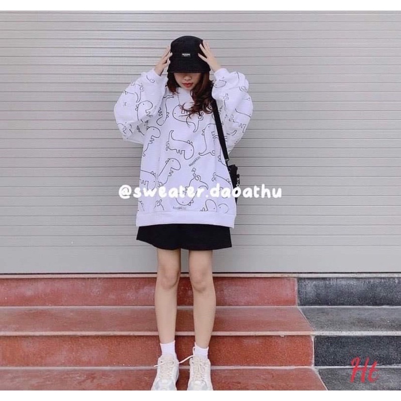 [Mã FAMARAL1 giảm 10K đơn 50K] Áo Sweater khủng long toàn thân