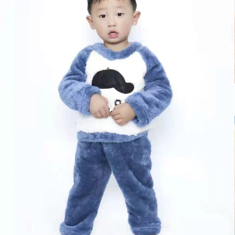 Bộ Đồ Ngủ Lông Cừu Dày Dặn Ấm Áp Theo Phong Cách Mùa Đông Dành Cho Bé