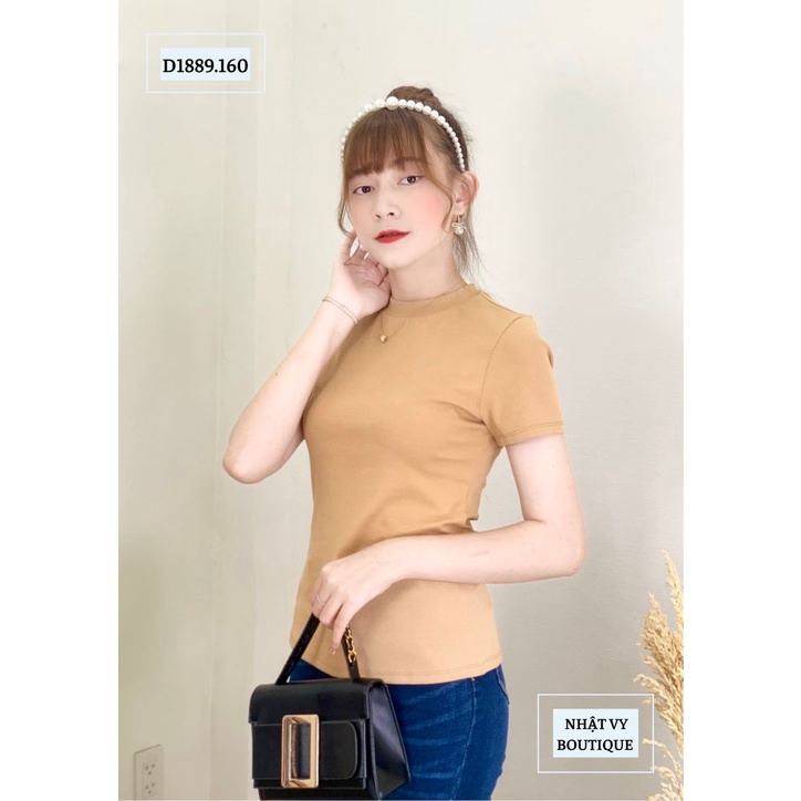 Áo Nữ NHẬT VY Cổ Tròn Co Giản Chất Thun Cao Cấp Màu Nude, Đen, Hồng, Cam - D1889