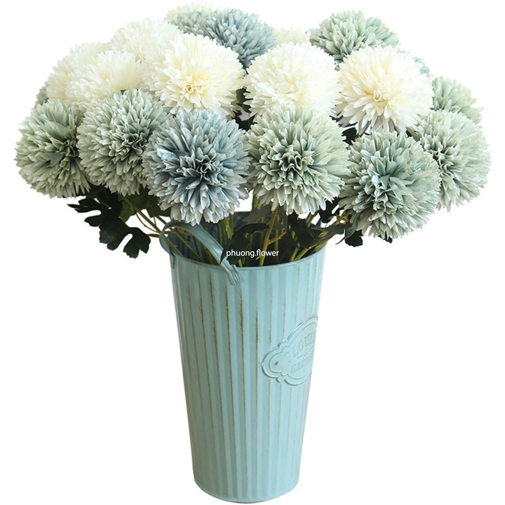 Hoa bồ công anh Size Lớn Hoa cúc tròn giả bằng vải lụa loại bông lớn 10.5cm dài 52cm cắm bình tuyệt đẹp