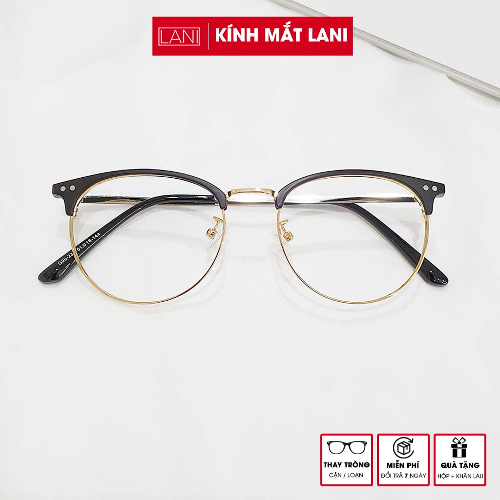 Gọng kính cận nữ kim loại dáng bầu Lani 90231 - Lắp mắt cận theo yêu cầu