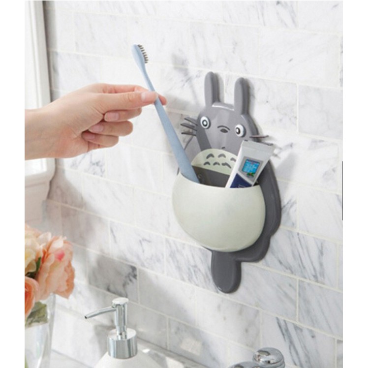 Kệ nhựa gắn tường đựng bàn chải đánh răng hình mèo Totoro dễ thương - giao màu ngẫu nhiên