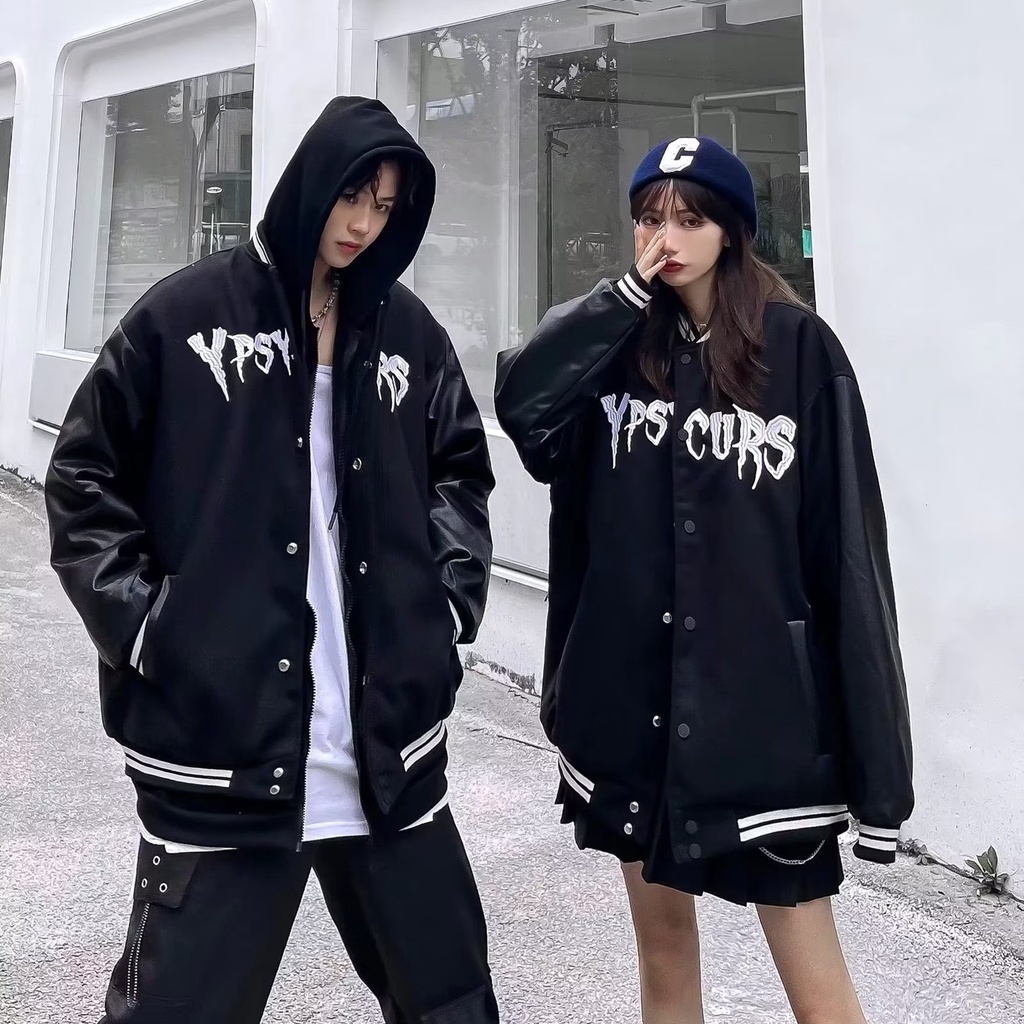 Áo Khoác Bomber Dáng Rộng Thời Trang Vintage Hàn Quốc Cá Tính Cho Nam Nữ áo khoác from rộng áo da nam cao cấp