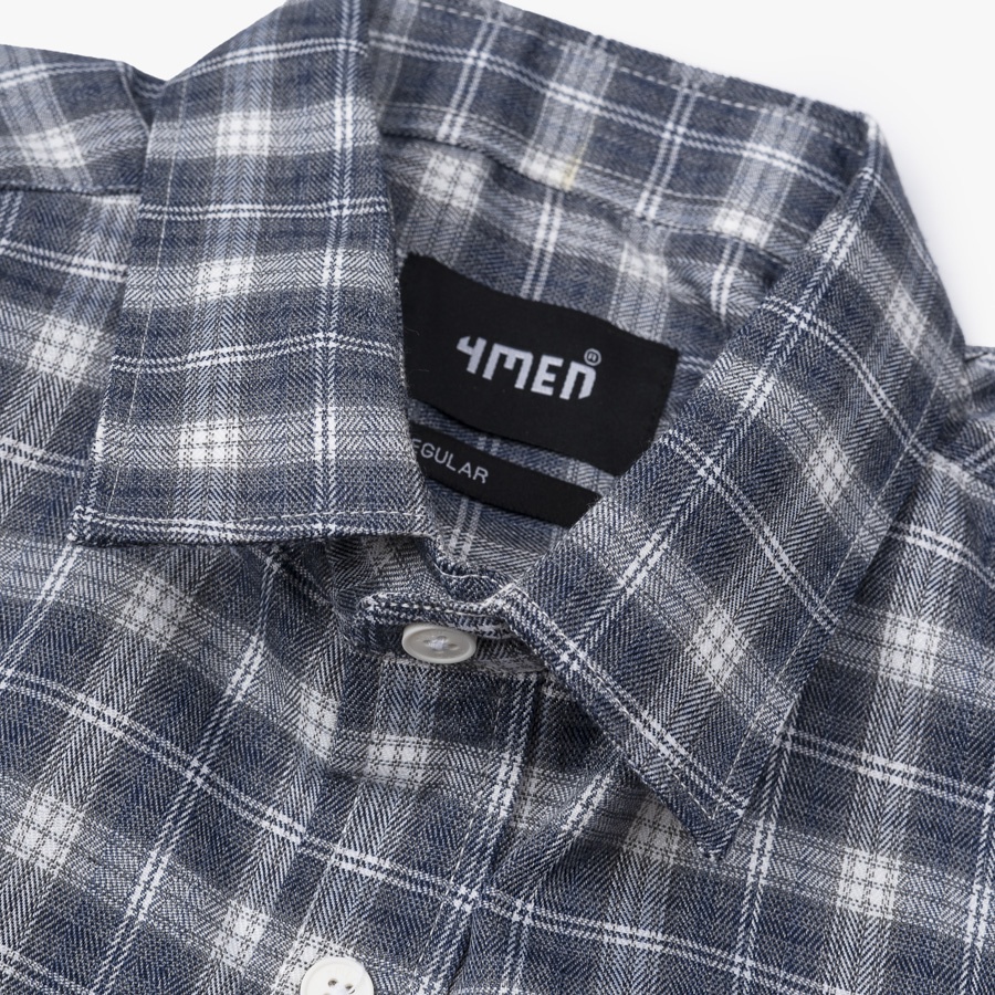 Áo Sơ Mi Nam 4MEN Caro SM044 dài tay cổ bẻ thanh lịch, vải mềm mịn, thoáng mát, lên form dáng đẹp