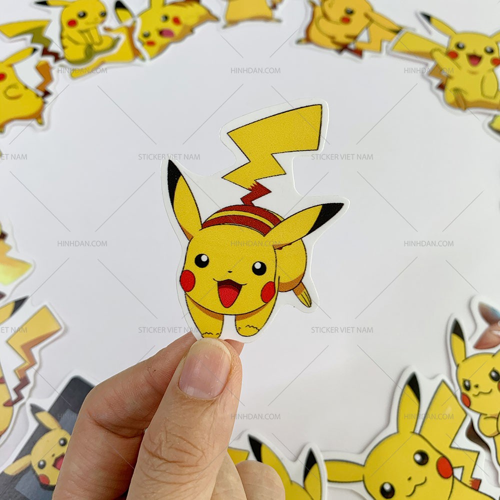 Sticker PIKACHU hình dán chống nước trang trí xe, laptop, nón bảo hiểm, tem dán đàn guitar, xe cub , decal dán