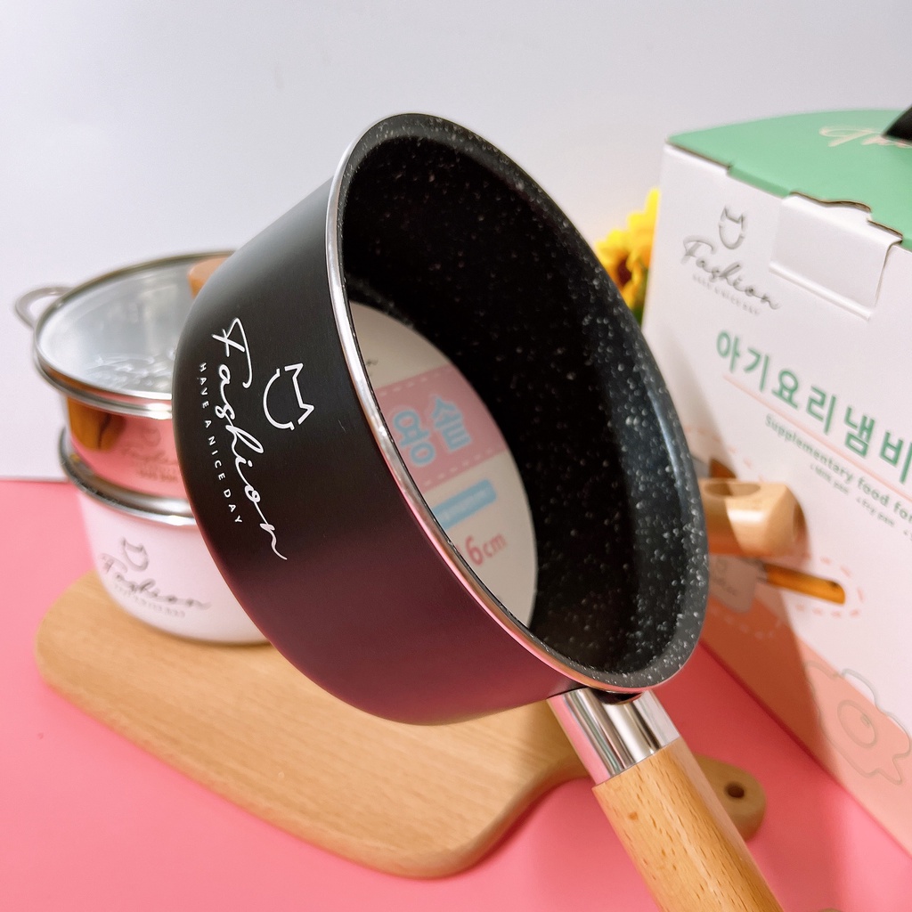 Bộ Nồi Chảo Đá cho bé Ăn Dặm Kèm Xửng Hấp E79