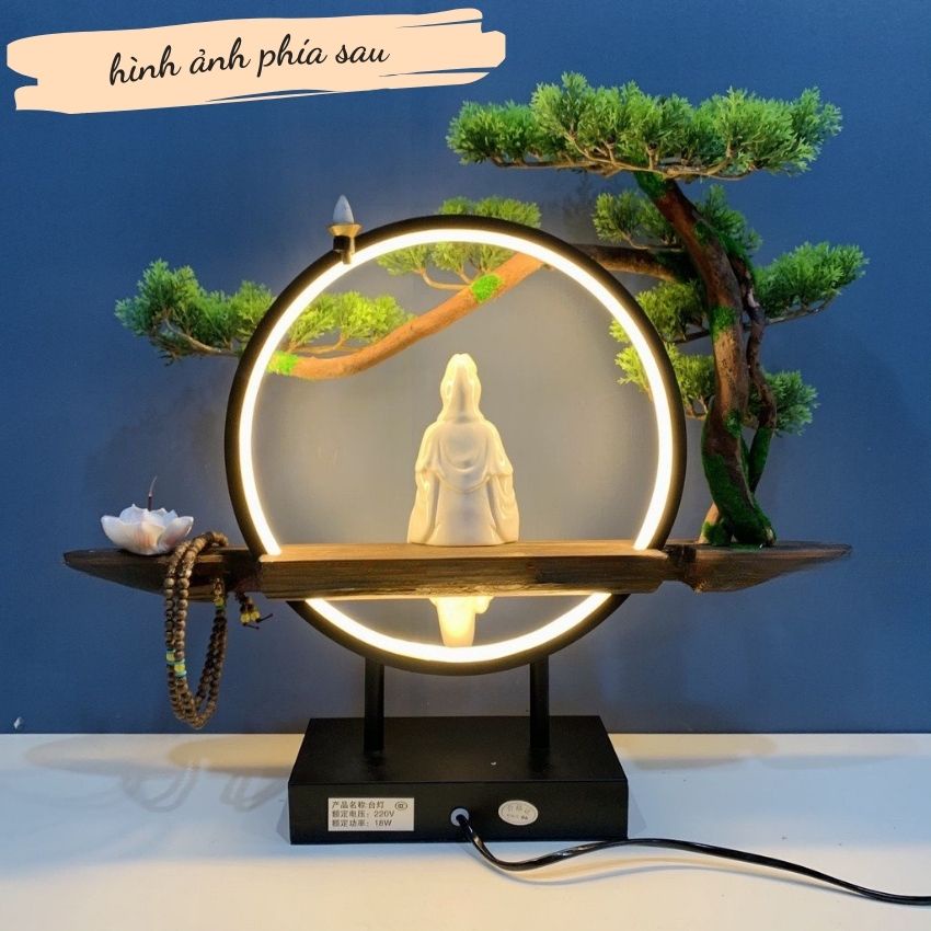 Bộ kệ Quan Âm kết hợp đèn Led , thác khói trầm hương đèn Led~thác khói trầm hương quan âm