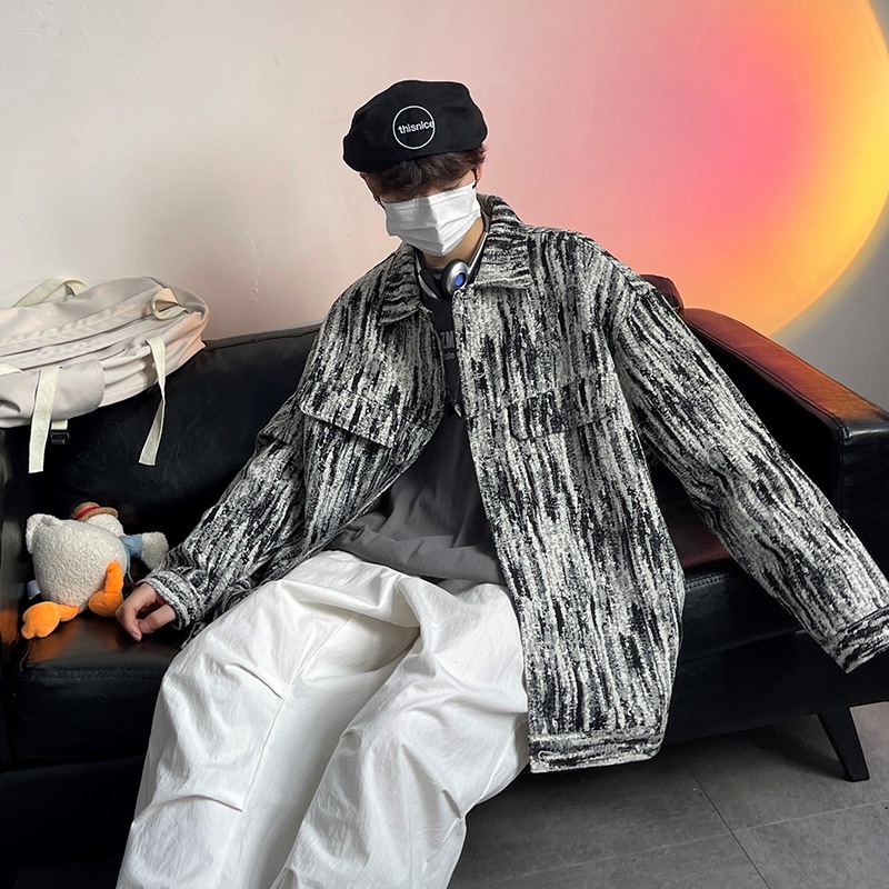 Áo Khoác Denim Dáng Rộng Phong Cách Hip Hop Mỹ Thời Trang Xuân Thu 2021 Cho Nam