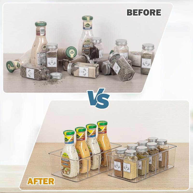 Hộp Đựng Gia Vị Có Chia Ngăn Cho Nhà Bếp / Tủ Lạnh / Tủ Lạnh