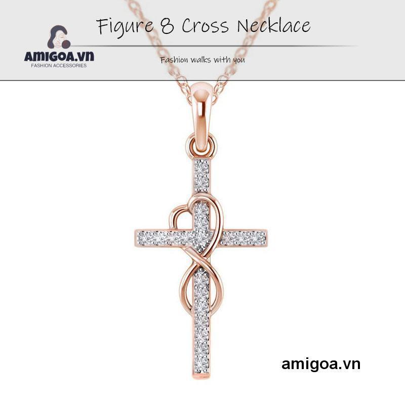 ✨✨Vòng cổ Mạ Bạc Hình Số 8 Đính Đá Kim Cương Nhân Tạo