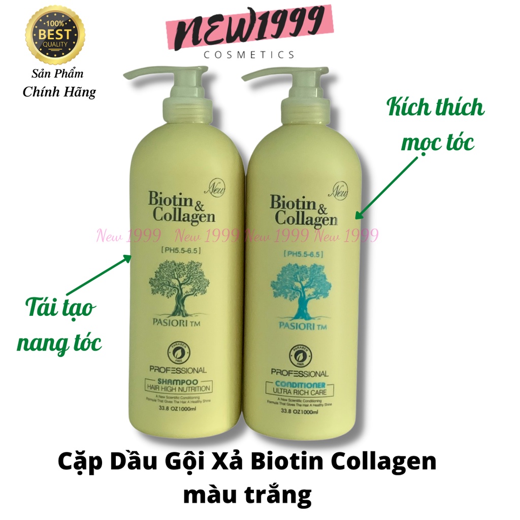 Cặp dầu gội xả Biotin Collagen 500ml 1000ml giảm rụng tóc phục hồi kích thích mọc tóc