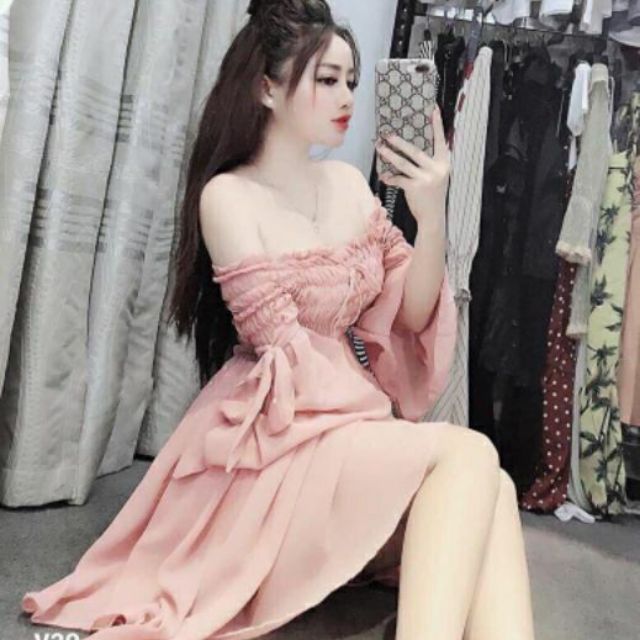 Đầm nhún tiểu thư dễ thương quá vải mát.