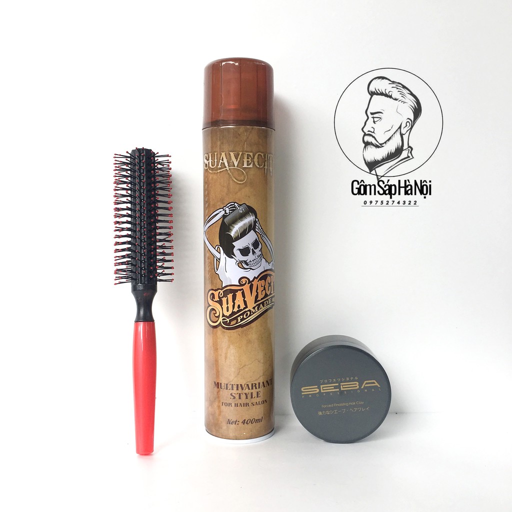 [Tự Chọn Gôm] COMBO Gôm Xịt Tóc  + Sáp Vuốt Tóc Seba Chuẩn Salon + Lược