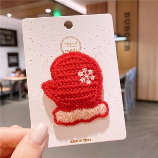 Kẹp tóc hình Noel thêu len Hanmade cho bé