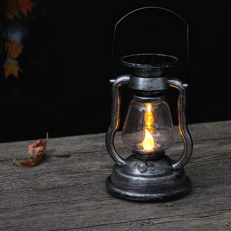 Retro LED đèn dầu năng lượng mặt trời đèn ngựa ngoài trời đèn chùm sân vườn điện miễn phí
