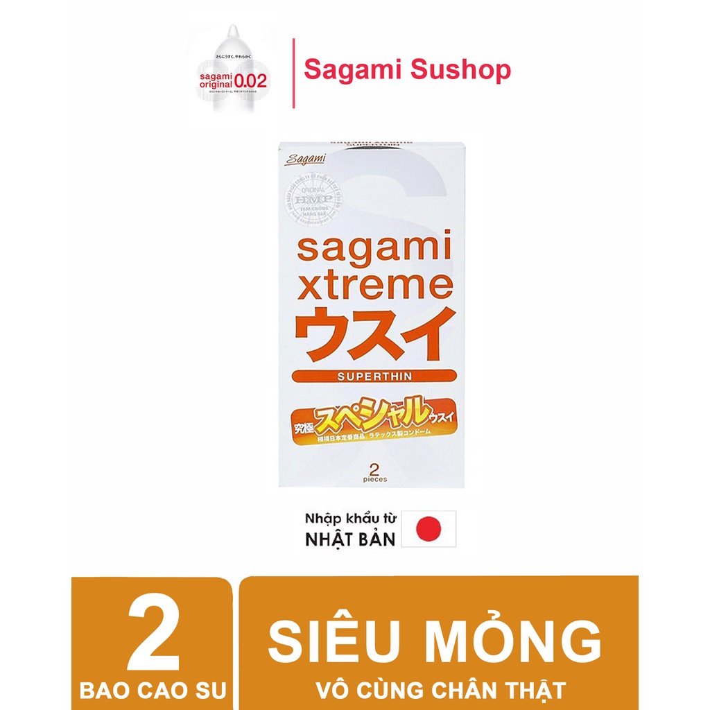 Hộp 2 chiếc bao cao su sagami siêu mỏng superthin