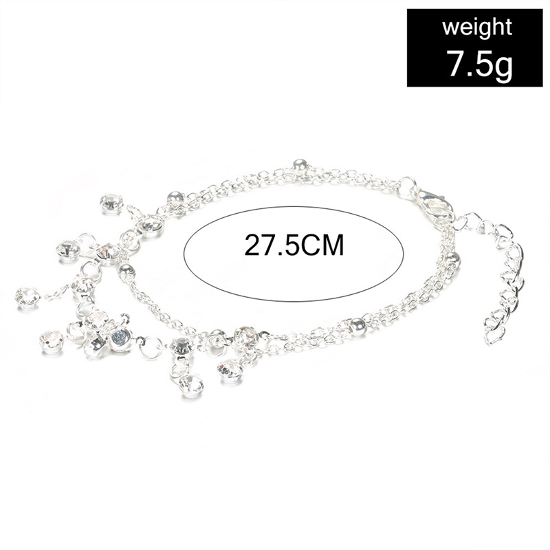 Summer Cool Beach Anklet Double Tassel Small Silver Pearl Pendant Feet | BigBuy360 - bigbuy360.vn
