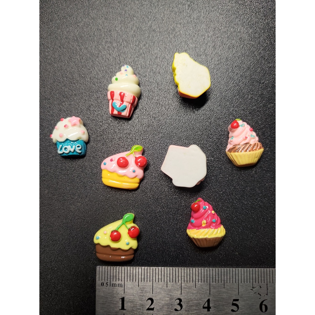 Charm bánh kem cốc cupcake cho các bạn làm slime, trang trí vỏ ốp điện thoại, dán Jibbitz, kẹp tóc, DIY