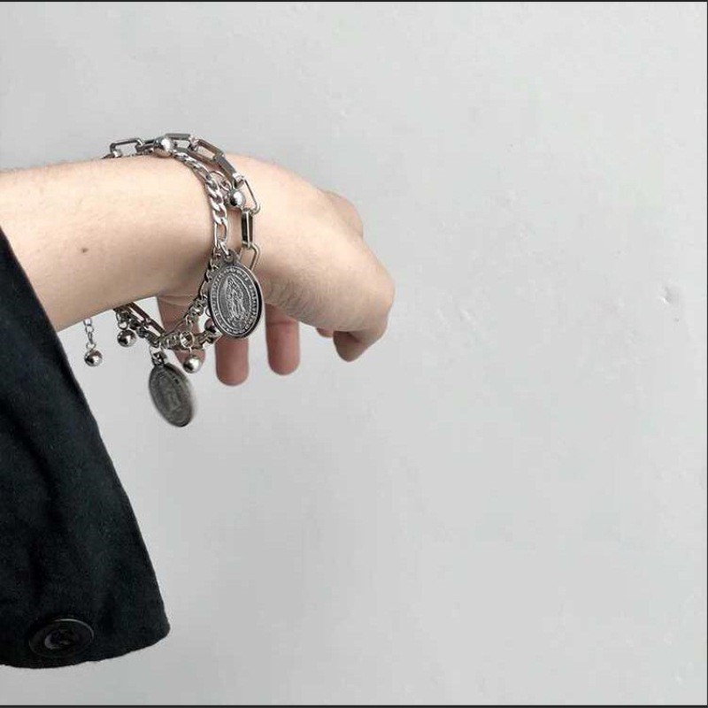 Vòng tay nam nữ cá tính 2 lớp hình tròn cá tính mẫu mới VT60