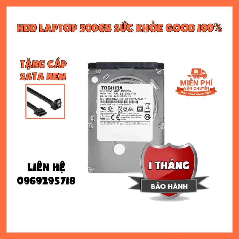 Ổ Cứng HDD Laptop 500GB/1TB Sức Khỏe Good 100%