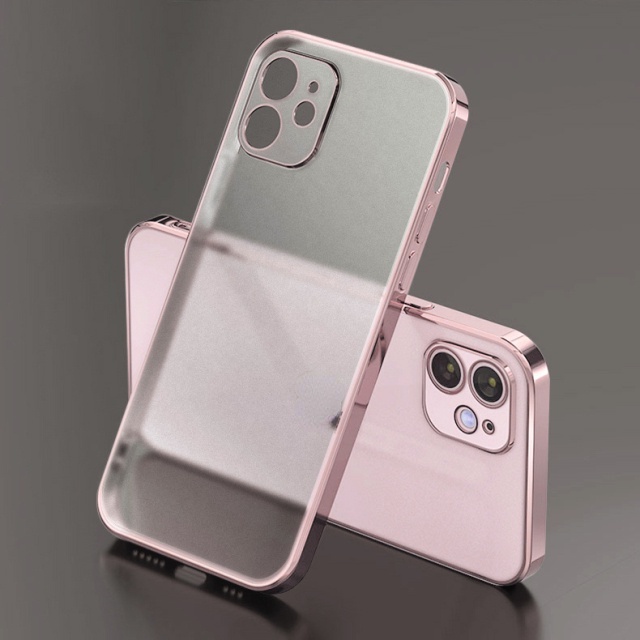 Ốp Điện Thoại Silicon Mềm Viền Vuông Mạ Màu Trong Suốt Sang Trọng Cho iPhone 13 12 11 Pro Max