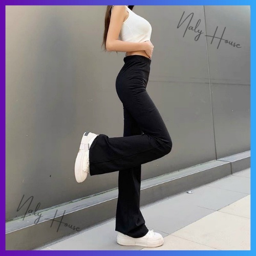 Quần Legging Nữ Legging Ống Loe Cạp Cao 7 Phân Hack Dáng Chất Cotton