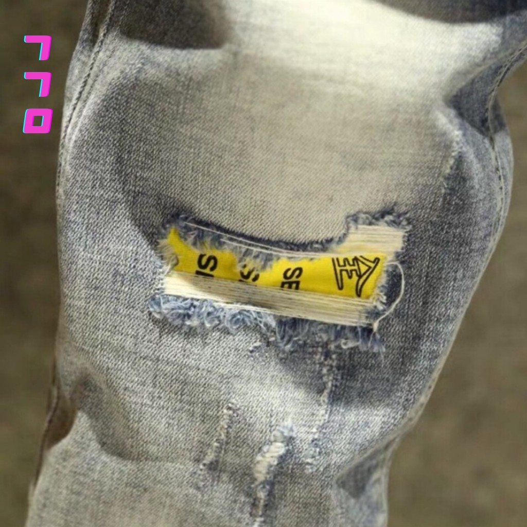 Quần Jean Nam Rách / Quần Jean Nam Rách Gối Chất Bò Cao Cấp Phong Cách AD770 | BigBuy360 - bigbuy360.vn