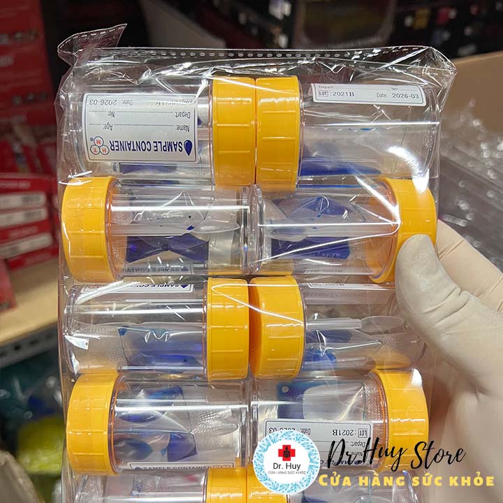 Lọ đựng mẫu phân có chất bảo quản có muỗng HTM túi 10 cái BSH