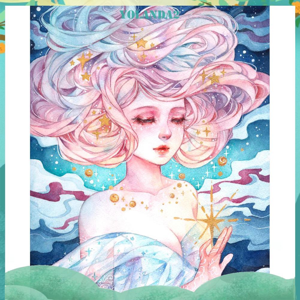 Bộ Tranh Kim Cương 5d Tự Làm Hình Cô Gái Và Hoa Độc Đáo