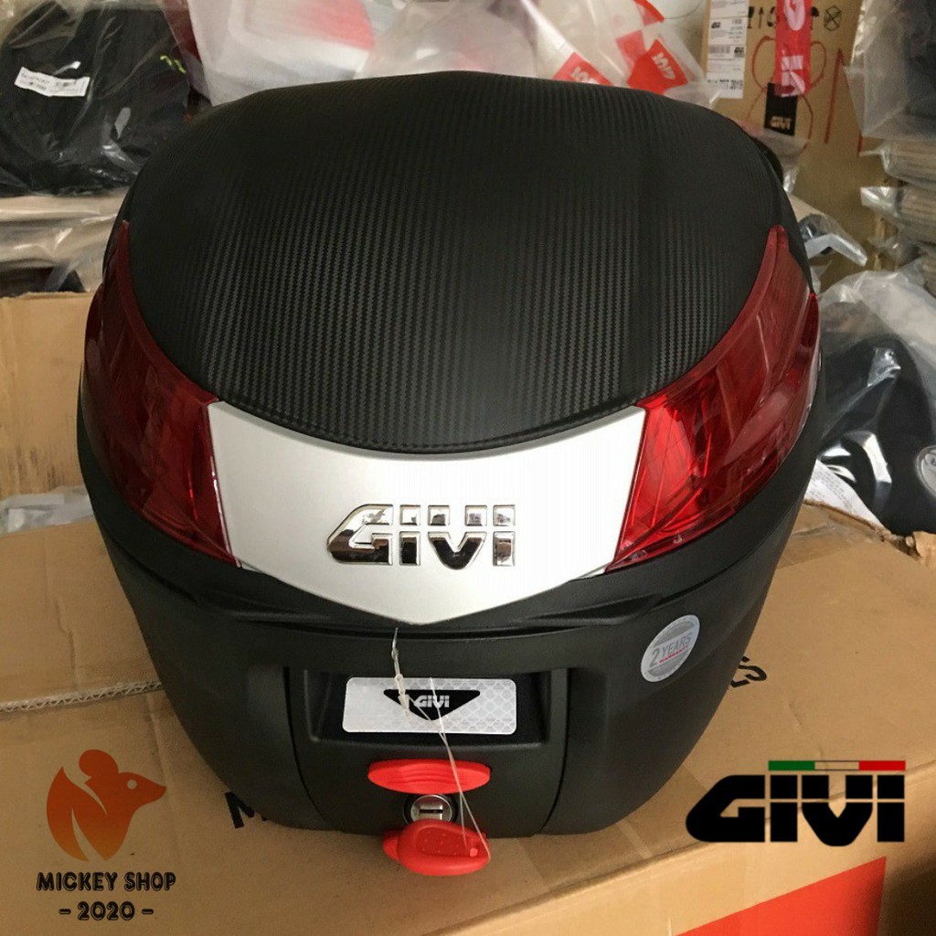 [ CHÍNH HÃNG ] Thùng GIVI B34N/ B34NT Phản Quang Đỏ/ Xám Khói Ốp Bạc Công Nghệ Monolock Gắn Sau Motor Xe Máy Tay ga