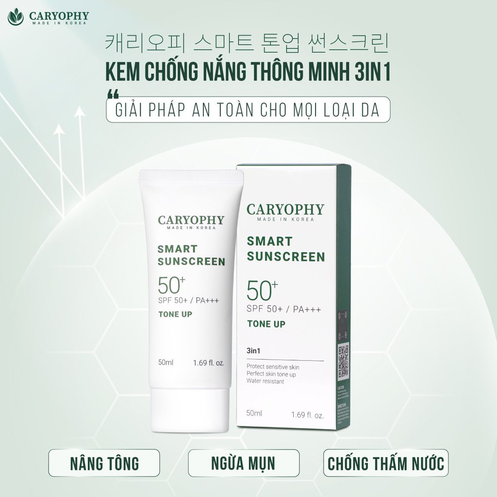 Kem chống nắng ngừa mụn Caryophy Smart Sunscreen Tone Up SPF50+/PA+++ 50ML