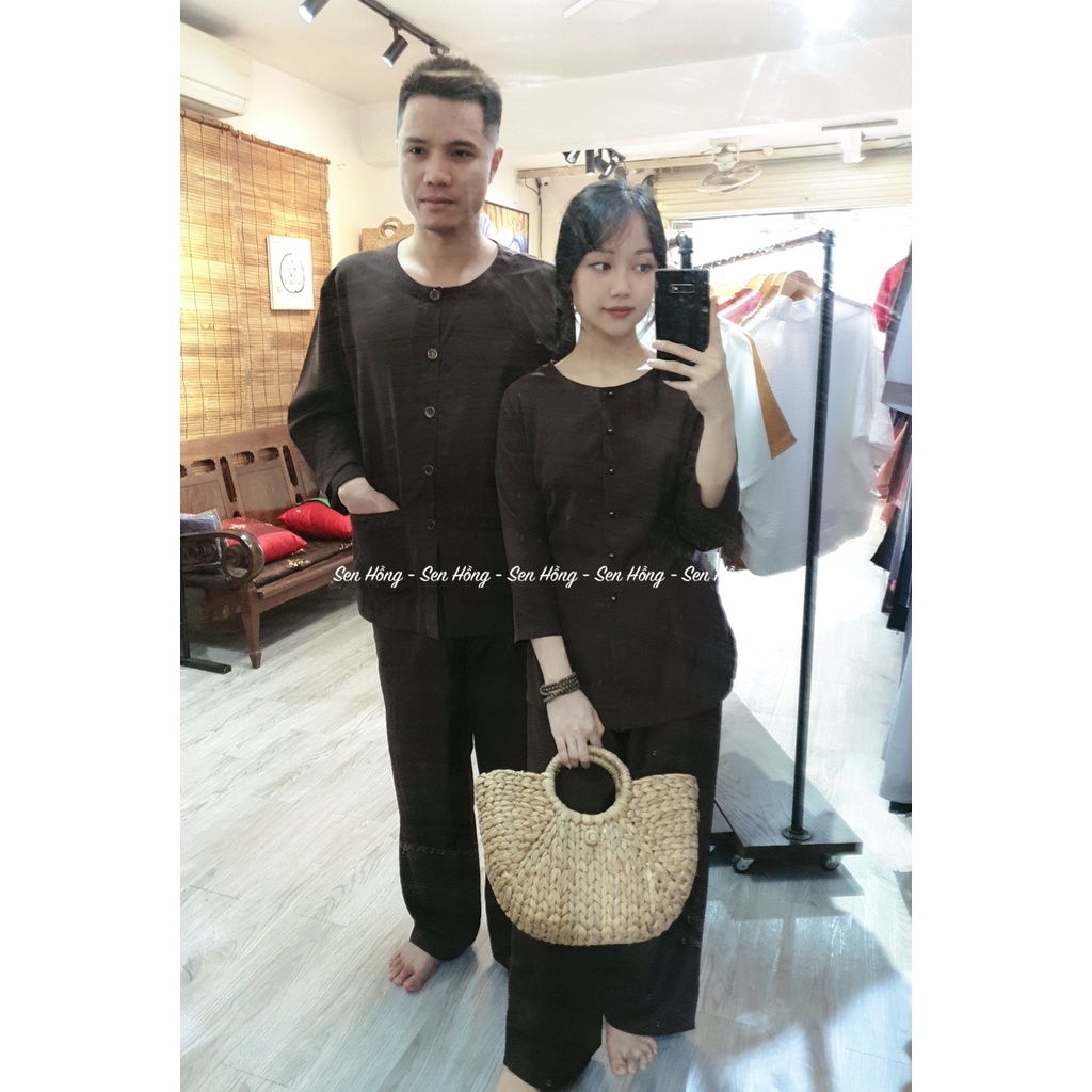 BỘ ĐỒ BÀ BA NAM NỮ # set bà ba truyền thống phom rộng thoải mái # đồ lam đi chùa đi chơi pháp phục nam B16
