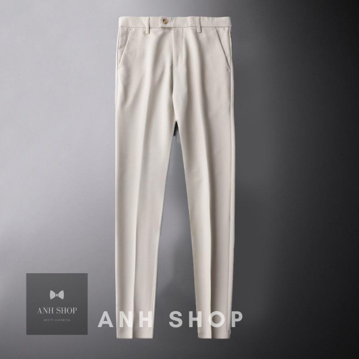 Quần Tây Âu Nam Trắng Kem dáng côn, vải cotton đẹp, chất co giãn cao cấp, phong cách công sở lịch lãm thời trang | BigBuy360 - bigbuy360.vn