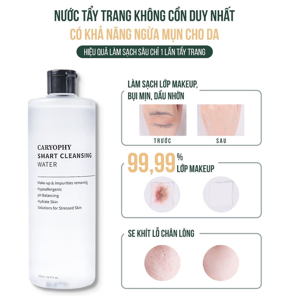 Combo chăm sóc da giảm mụn mờ thâm Caryophy Portulaca (Nước tẩy trang 300ml + Sữa rửa mặt 150ml + Serum 10ml)