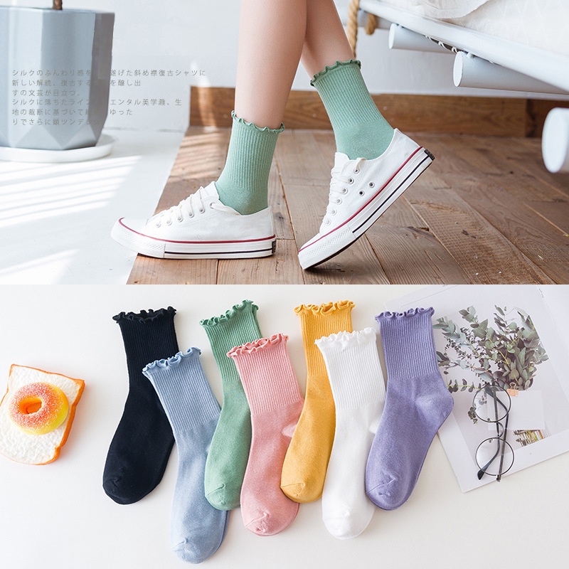 Tất nữ cổ cao cổ bèo chất liệu mềm mịn cõ giãn bốn chiều nhiều màu đẹp mắt thoáng khí thấm hút mồ hôi T104