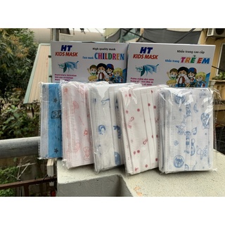 HỘP 50 CHIẾC KHẨU TRANG Y TẾ EM BÉ HT KIDS MASK, MIX NHIỀU MÀU