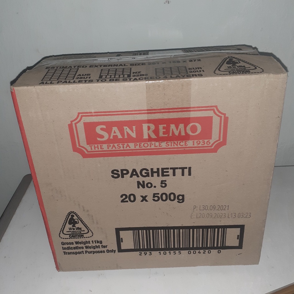 Thùng mỳ Spaghetti nhập khẩu ÚC (20goix500g)