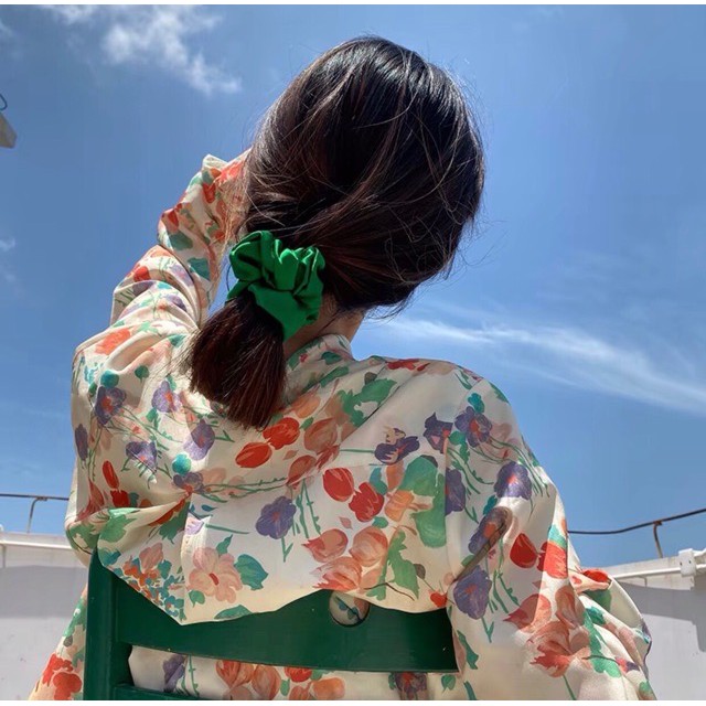 [Ảnh thật]CỘT TÓC VẢI SCRUNCHIES LỤA SATIN TÔNG XANH SANG TRỌNG-THỜI TRANG HÀN QUỐC NỮ PHỤ KIỆN GIÁ RẺ ĐẸP