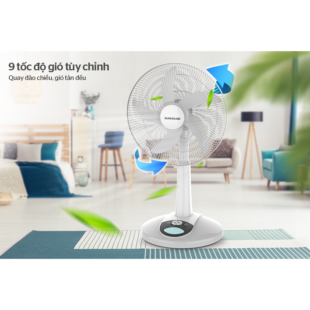 QUẠT SẠC SUNHOUSE SHD7228/7223 QUẠT TÍCH ĐIỆN SUNHOUSE bảo hành chính hãng 12 tháng