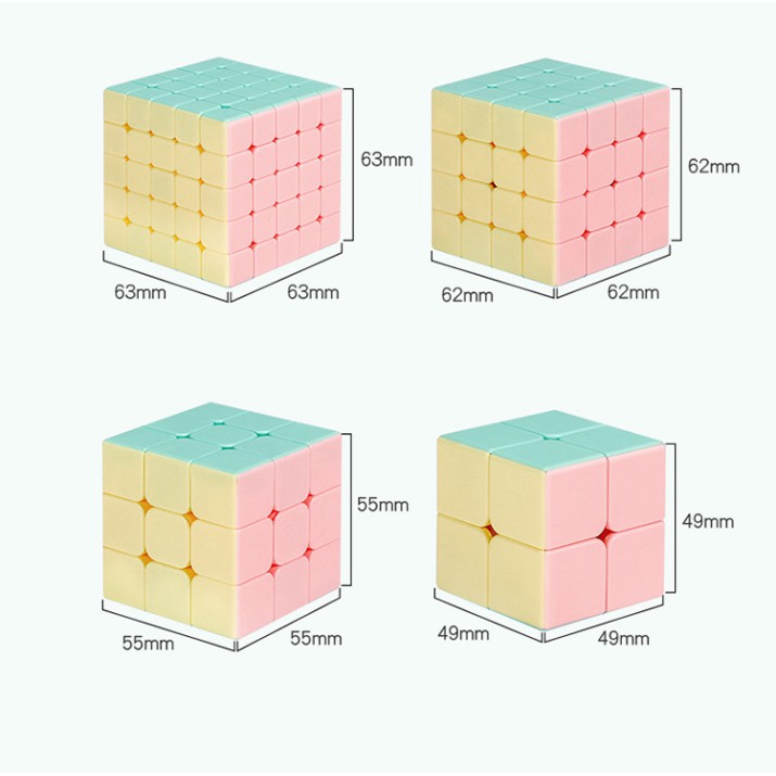 Khối rubik ma thuật không miếng dán màu macaron kích thước 5x5x5 / 4x4x4 / 3x3x3 / 2x2x2