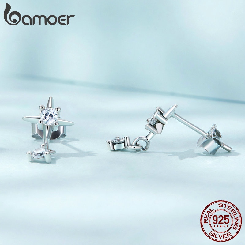Bông tai BAMOER bằng bạc 925 hình ngôi sao thời trang
