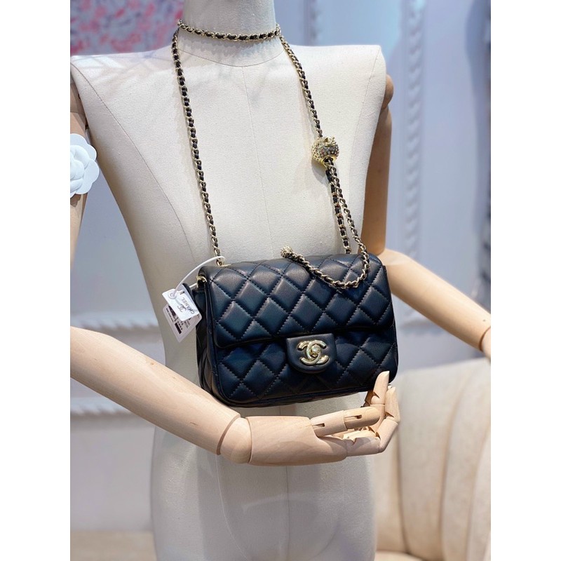 Túi Chanel classic charm hàng da bò thật