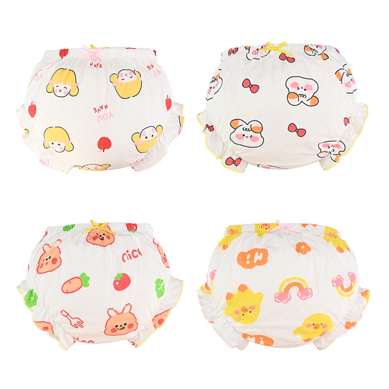 Quần lót cotton mặc tã LUCKY BIG CAT cho bé gái sơ sinh vừa và nhỏ 0-3 tuổi